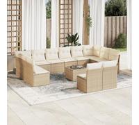 Brokky Set sofás de jardín con Cojines Muebles terraza Conjunto Jardin Exterior Sofas Exteriores de terraza 13 pzas ratán sintético Beige / 3250217