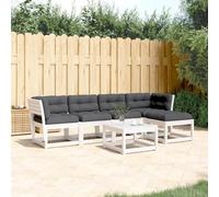 Brokky Set sofás jardín 5 pzas con Cojines Conjunto Jardin Exterior Sofa Jardin Exterior Sofas Exteriores de Jardin Madera Maciza Pino Blanco / 3217006