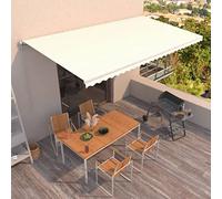 Brokky Toldo Manual retráctil Color Crema 600x350 cm toldos Exterior terraza toldo retractil Exterior toldos para Balcones toldo para Ventana