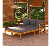 Brokky Tumbonas con Cojines Gris Oscuro 2 Unidades tumbonas Jardin Exterior Tumbona Doble tumbonas de Jardin Sun Lounger Madera de Acacia