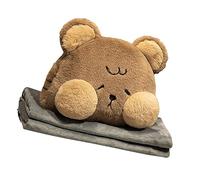 BROLEO de la Almohada de la Manta del Viaje de los Animales de Peluche, Calentador de la Mano de la Almohada de la Felpa Suave de Kawaii para la Oficina (Oso)