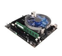 BROLEO Juego de Placa Base, Fuente de Alimentación Multifásica M ATX, Memoria de 4 GB, Juego de Placa Base para CPU de PC HM55 con Ventilador de Refrigeración para PC de Escritorio
