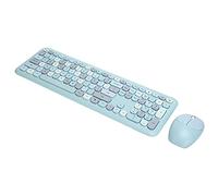 BROLEO Juego de ratón y teclado inalámbrico para ordenador (666 juego inalámbrico azul, colores mezclados)