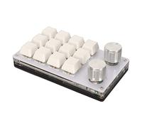 BROLEO Mini Teclado, Interruptor Azul, Teclado Acrílico Programable con una Sola Mano, 12 Teclas con 2 Perillas para PC (White #13)