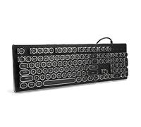 BROLEO Teclado con Cable, Teclado para Juegos de Estilo Retro Punk con Llave Redonda Iluminado para Computadora Portátil (Negro)