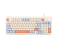 BROLEO Teclado de computadora con cable, teclado retroiluminado de color de alta durabilidad con perilla de control de volumen para computadora de escritorio