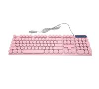 BROLEO Teclado de Oficina, 104 Teclas Redondas, Teclado para Juegos con Cable USB para AIO (Pink)