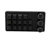 BROLEO Teclado de programación macro 14 teclas 3 perillas interruptor azul mini teclado personalizado intercambiable en caliente para oficina