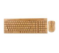 BROLEO Teclado Inalámbrico, Elegante Teclado de bambú Ultrafino de Madera, para/iOS/