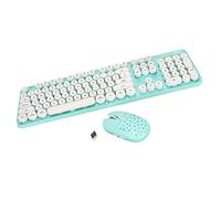 BROLEO Teclado Inalámbrico Posición de Tecla de Pie Alto 2.4G Teclado y Mouse Inalámbricos Punk Inalámbricos Color 3 Engranajes dpi Ajustables Fácil de Usar para Oficina (Tablero Azul)