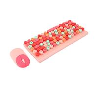 BROLEO Teclado Inalámbrico, Teclado y Ratón Inalámbricos de Diseño Ergonómico Colorido para PC (Pink)