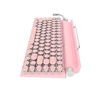 BROLEO Teclado Mecánico, 83 Teclas Compatibles con 3 Dispositivos FN Master Máquina de Escribir Teclado Mecánico Capacidad de 2000mA para Teléfono Móvil (Pink)