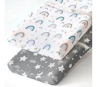 BROLEX Fundas cambiadoras para bebé: niños y niñas, ultra elásticas, suaves, paquete de 2 unidades, arcoíris y estrellas