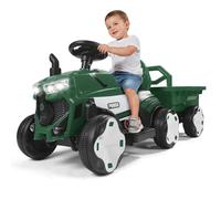 Brolteja Tractor eléctrico para niños, Tractor Infantil con Remolque, con Luces LED, música, Capacidad de Carga hasta 50 kg, Apto para niños a Partir de 3 años (Verde)