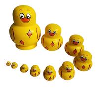 Broma de juguete de pato apilable, 10 piezas de pato muñeca rusa de anidación lindas muñecas de anidación patos apilados de madera amarilla juguetes educativos de aprendizaje Matryoshka para cumpleañ