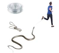 Broma de serpiente con clip de cuerda - Juguetes realistas de serpiente falsa, serpiente de clip que persigue a la gente, broma de serpiente en una cuerda, serpiente realista que sigue o accesorios de