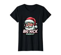 Broma Divertida de Big Nick Energy para la Fiesta de Navidad de Papá Noel Camiseta gráfica económica, Mujer, Negro, L