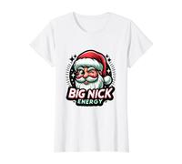 Broma Divertida de Big Nick Energy para la Fiesta de Navidad de Papá Noel Camiseta gráfica económica, Mujer, Blanco, M