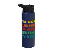 Broma divertida mamá papá no estoy durmiendo estoy descansando mis ojos Stainless Steel Insulated Water Bottle