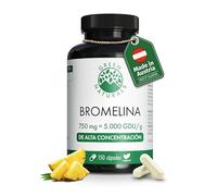Bromelina - Alta dosis: 750 mg (5000 GDU/g) de extracto natural de piña - Cápsulas gastrorresistentes - 150 cápsulas (5 meses) - Veganas y analizadas en laboratorio - Green Naturals®