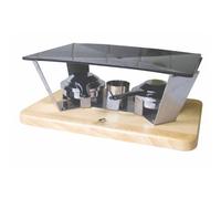 Bron coucke plan01-Mini plancha base de madera, 30 x 20 cm, con 2 quemadores PLANCHETTA de alcohol