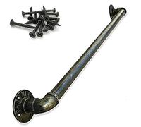 Bronce de hierro forjado para interiores y exteriores, 5,5 m, en forma de S, con soportes de metal negro, soporte de pared de 0,3 m, solución de barandilla de escalera de 6,1 m de largo