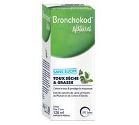 Bronchokod natural Tos seca y con flemas sin azúcar - Sabor a melocotón - Botella de 120 ml