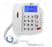 BRONDI Bravo 90 LCD Teléfono Fijo Banda Senior Botones Grandes Altavoz Blanco