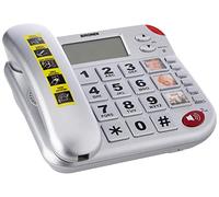 Brondi Super Bravo Plus - Teléfono Fijo con Dispositivo de Llamada de Emergencia, Color Plateado