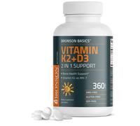 Bronson Vitamin K2 D3 (MK7) Supplement Non-gMO Formula 5000IU (125 mcg