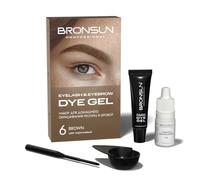Bronsun Kit para colorear pestañas y cejas en casa - Color gel efecto henna | Larga duración hasta 7 semanas | Fórmula libre de amoniaco | 12-18 aplicaciones | # 6 marrón - marrón