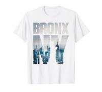 Bronx NYC New York City Skyline Illustration Graphic Design Camiseta gráfica económica, Hombre, Blanco, M
