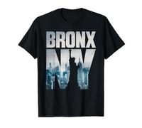 Bronx NYC New York City Skyline Illustration Graphic Design Camiseta gráfica económica, Hombre, Negro, L