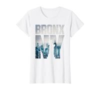 Bronx NYC New York City Skyline Illustration Graphic Design Camiseta gráfica económica, Mujer, Blanco, S