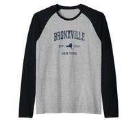 Bronxville New York NY Vintage Athletic Navy Diseño Deportivo Camiseta Manga Raglan