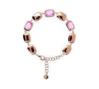 Bronzallure WSBZ02436.KU - Pulsera con pepitas brillantes y prisma de baguette chapado en oro rosa de 18 quilates