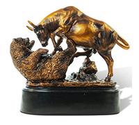 Bronze Electroplated Resin Bull & Bear Sculpture Statue 10 W X 9.5 H by Desktopstatue