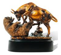 Bronze Electroplated Resin Bull & Bear Sculpture Statue 10 W X 9.5 H by Desktopstatue