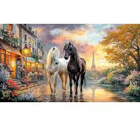 Bronze-Horse-Rearing-Before-Waterfalls 1000 Piezas Puzzle Adultos Juego Familiar Desafiante Papel Reciclado para Adultos y niños de 12 años 70x50/1000pcs