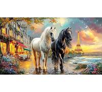 Bronze-Horse-Rearing-Before-Waterfalls 1000 Piezas Puzzle Reciclado Juego desafiante Educativo para Adultos Decoración Mural Hermosa Regalo 70x50/1000pcs
