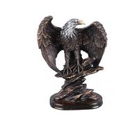 Bronzed Resin Eagle Statue Retro Style with Rich Details Stable Base Patriotic Figurine for Office Family Cafe Decor