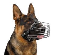 BRONZEDOG Bozal de Alambre para Perros de Pastor alemán para Perros medianos y Grandes, Cesta de Metal Duradera Ajustable para morder, Masticar ladridos (M)