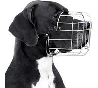 BronzeDog Bozal de Metal para Perro, Cesta de Alambre, máscara Transpirable con Correas de Cuero Ajustables, bozales para Perros extragrandes (XL)