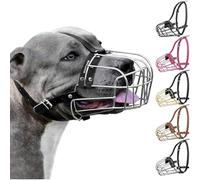 BronzeDog Bozal de Perro Pitbull máscara de Metal Amstaff Cesta de Alambre Pit Bull Correas de Cuero Ajustables para Perros Grandes