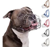 BRONZEDOG Pitbull - Bozal de Metal Transpirable para Perros Grandes, Amstaff Staffordshire Terrier, mordeduras, ladridos (Cuero, marrón Oscuro)