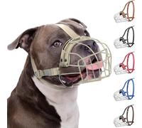 BRONZEDOG Pitbull - Bozal de Metal Transpirable para Perros Grandes, como Amstaff Staffordshire Terrier o Pitbull, en Forma de Cesta, para Evitar Que muerda, Coma o ladre (Nailon, Gris)