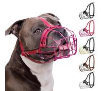 BRONZEDOG Pitbull - Bozal para Perro, máscara de Metal, Cesta de Alambre, Correas de Cuero Ajustables para Perros Grandes (Rosa)
