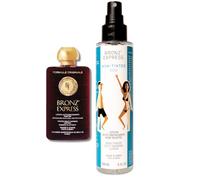 BRONZ'EXPRESS Loción Autobronceadora No Teintada 150 ml Bronceado Natural Uniforme Progresivo para Todo Tipo de Pieles Fórmula Francesa Premium Sin Manchas