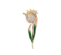 Brooch for Women Elegant Tulip Pin Brooches for Women Fashion Zircon Corsage Scarf Pins Jewelry Accessories Clothing Bouquet Brooches (A)