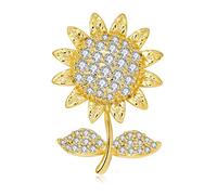 Brooch for Women Golden Sunflower Brooch Buttons Lapel Pins Rhinestone Flower Brooch Women Clothing Accessories Brooch Pin